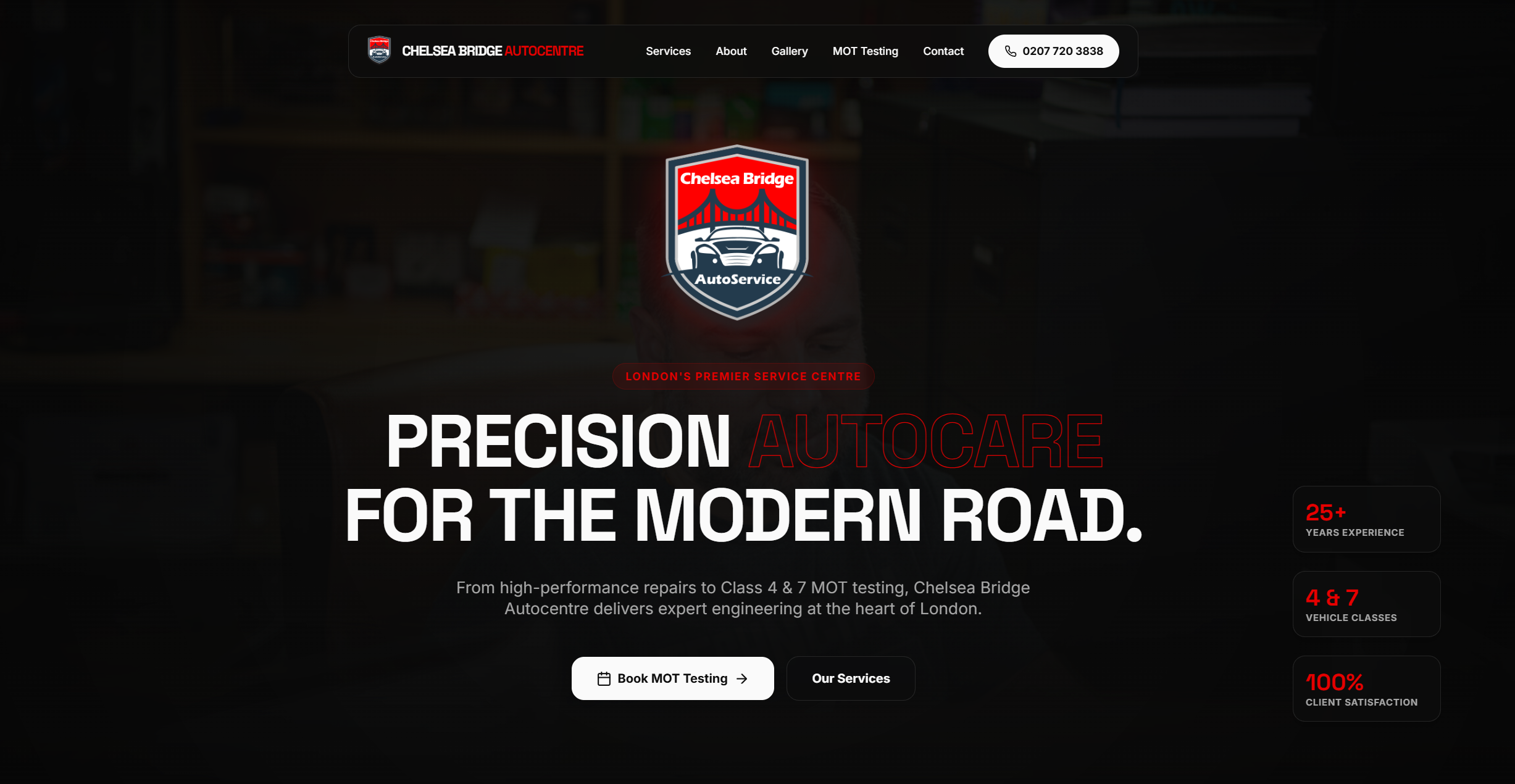 Chelsea Bridge Autocentre website